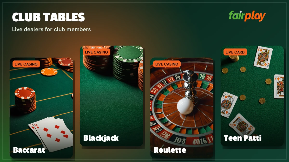FairPlay Club game tiles for Aviator, Teen Patti, Andar Bahar and live cricket