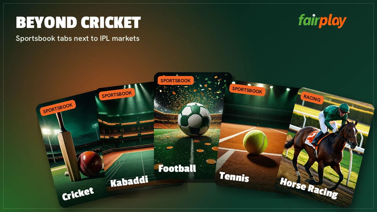 FairPlay cricket and casino game cards including CricketX, Aviator, Teen Patti and Andar Bahar