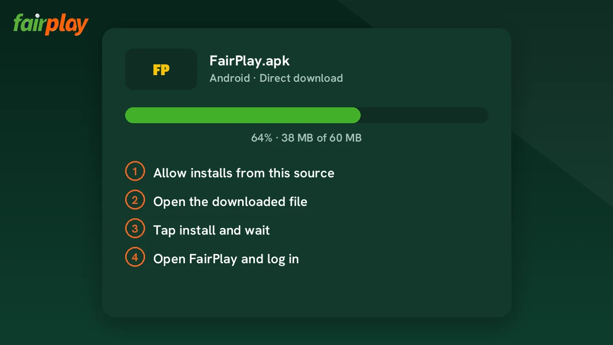 FairPlay APK install screen on an Android phone with the unknown apps permission prompt