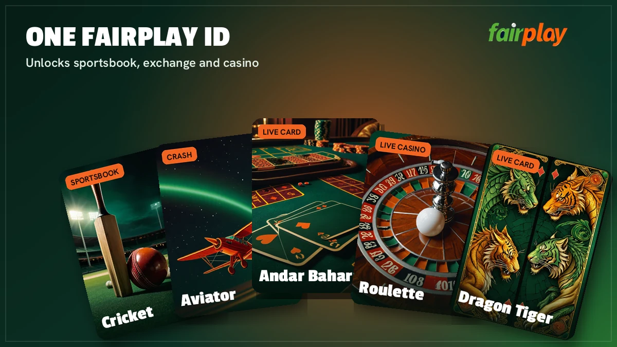 FairPlay ID game cards for Aviator, Teen Patti, Andar Bahar and roulette